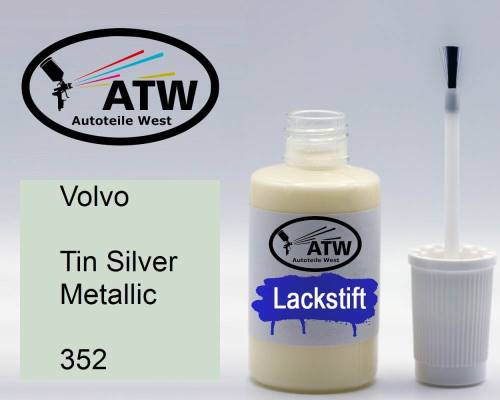 Volvo, Tin Silver Metallic, 352: 20ml Lackstift, von ATW Autoteile West.